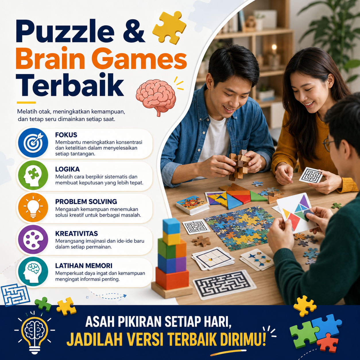 Puzzle dan Brain Games Terbaik untuk Melatih Kemampuan Berpikir
